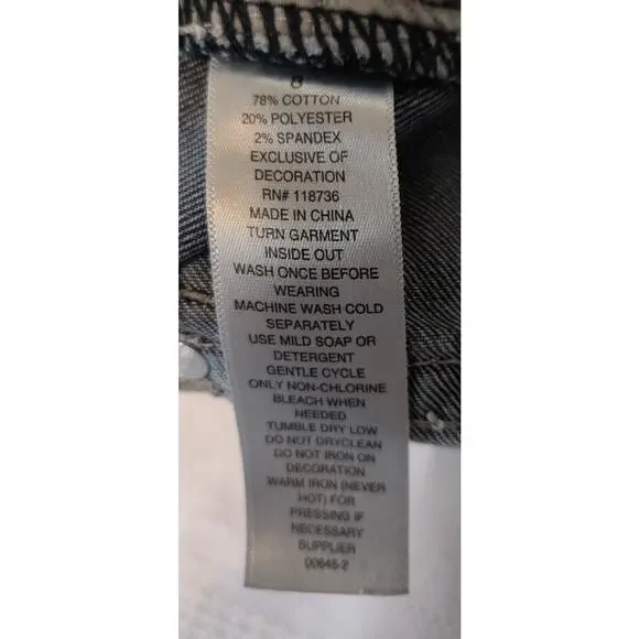 ANA Blue Denim Capris Jeans Women's SIZE 8 BLING Y2K Rhinestones Embellished 8 - Picture 13 of 14